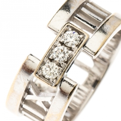 Pre Owned Tiffany & Co. Atlas Diamonds 18k White Gold Open Band Ring Size 54