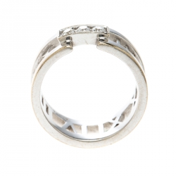 Pre Owned Tiffany & Co. Atlas Diamonds 18k White Gold Open Band Ring Size 54