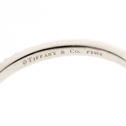 Pre Owned Tiffany & Co. Soleste Pink Sapphire Diamond Platinum Halo Ring Size 54