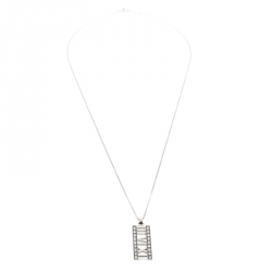 Pre Owned Tiffany & Co. Atlas Diamond 18k White Gold Open Bar Pendant Necklace