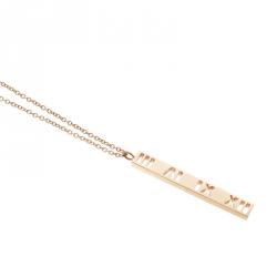 Pre Owned Tiffany & Co. Atlas Pierced Bar Diamond & 18k Rose Gold Pendant Necklace 