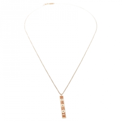 Pre Owned Tiffany & Co. Atlas Pierced Bar Diamond & 18k Rose Gold Pendant Necklace 