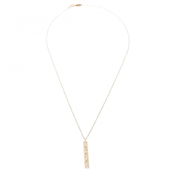 Pre Owned Tiffany & Co. Atlas Pierced Bar Diamond & 18k Rose Gold Pendant Necklace 