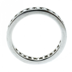 Pre Owned Tiffany & Co. Diamond Channel Set Platinum Eternity Wedding Band Ring Size 54