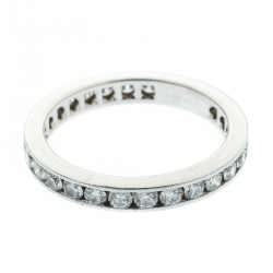 Pre Owned Tiffany & Co. Diamond Channel Set Platinum Eternity Wedding Band Ring Size 54
