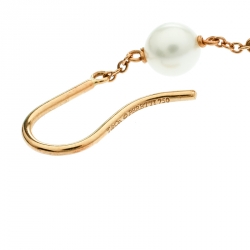 Pre Owned Tiffany & Co. Elsa Peretti Pearls By The Yard 18k Yellow Gold Dangle Hook Earrings