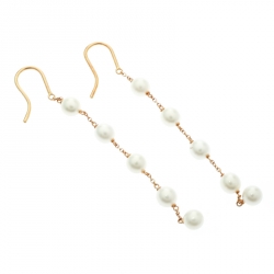 Pre Owned Tiffany & Co. Elsa Peretti Pearls By The Yard 18k Yellow Gold Dangle Hook Earrings