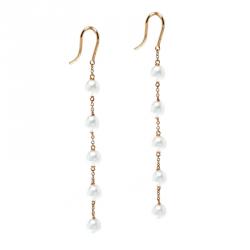 Pre Owned Tiffany & Co. Elsa Peretti Pearls By The Yard 18k Yellow Gold Dangle Hook Earrings
