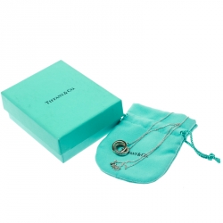 Pre Owned Tiffany & Co. Tiffany 1837 Interlocking Circles Silver & 18k Rose Gold Pendant Necklace