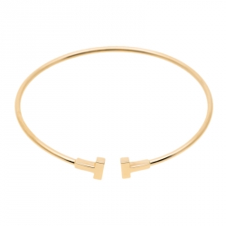 Pre Owned Tiffany & Co. T Wire 18k Yellow Gold Narrow Bracelet 15cm