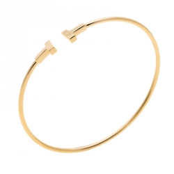 Pre Owned Tiffany & Co. T Wire 18k Yellow Gold Narrow Bracelet 15cm