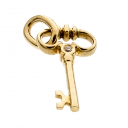 Tiffany & Co. Key Diamond 18k Yellow Gold Mini Charm Pendant