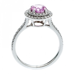Pre Owned Tiffany & Co. Soleste Pink Sapphire Diamond Platinum Halo Ring Size 54