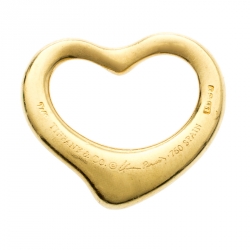 Pre Owned Tiffany & Co. Elsa Peretti Open Heart 18k Yellow Gold Pendant Charm 