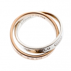 Tiffany & Co. 1837 Interlocking Circles 18k Rose Gold & Silver Ring 