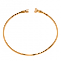 Pre Owned Tiffany & Co. T Wire 18k Rose Gold Narrow Bracelet 16cm