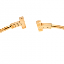 Pre Owned Tiffany & Co. T Wire 18k Rose Gold Narrow Bracelet 16cm