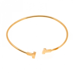 Pre Owned Tiffany & Co. T Wire 18k Rose Gold Narrow Bracelet 16cm