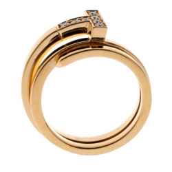 Pre Owned Tiffany & Co. T Square Diamond 18k Rose Gold Wrap Ring Size 53
