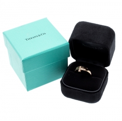 Pre Owned Tiffany & Co. T Square Diamond 18k Rose Gold Wrap Ring Size 53