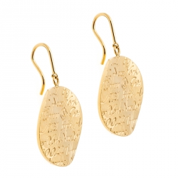 Pre Owned Tiffany & Co. Tiffany Notes Engraved 18k Yellow Gold Round Hook Earrings