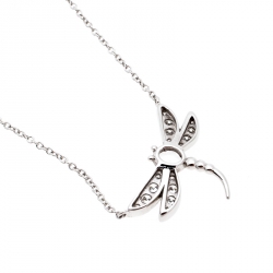 Pre Owned Tiffany & Co. Garden Dragonfly Diamond Platinum Pendant Necklace