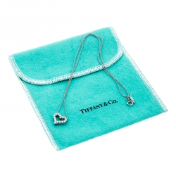 Pre Owned Tiffany & Co. Diamond Heart Platinum Pendant Necklace