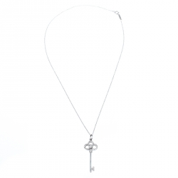 Pre Owned Tiffany & Co. Tiffany Keys Crown Key White Gold and Diamonds Necklace