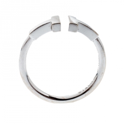 Pre Owned Tiffany & Co. T Wire 18k White Gold Open Ring Size 50