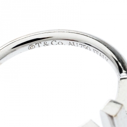 Pre Owned Tiffany & Co. T Wire 18k White Gold Open Ring Size 50