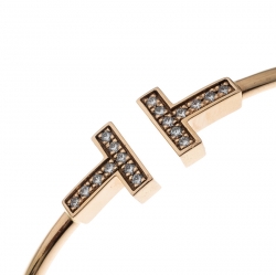 Pre Owned Tiffany & Co. T Wire Diamond 18k Yellow Gold Bracelet