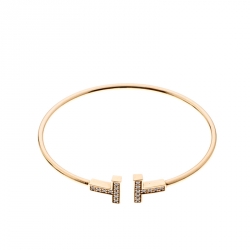 Pre Owned Tiffany & Co. T Wire Diamond 18k Yellow Gold Bracelet