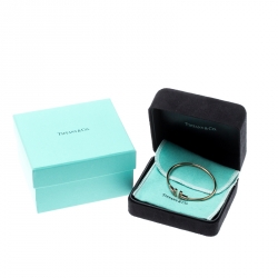 Pre Owned Tiffany & Co. T Wire Diamond 18k Yellow Gold Bracelet