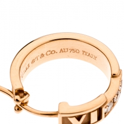 Pre Owned Tiffany & Co. Atlas Diamond 18k Rose Gold Hoop Earrings