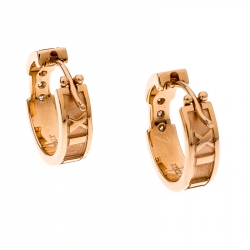 Pre Owned Tiffany & Co. Atlas Diamond 18k Rose Gold Hoop Earrings