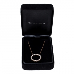 Pre Owned Tiffany & Co. Open Circle Diamond 18k Rose Gold Pendant Necklace