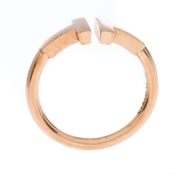 Pre Owned Tiffany & Co. T Wire 18k Rose Gold Open Ring Size 48