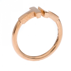 Pre Owned Tiffany & Co. T Wire 18k Rose Gold Open Ring Size 48