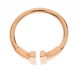 Pre Owned Tiffany & Co. T Wire 18k Rose Gold Open Ring Size 48