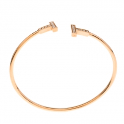 Pre Owned Tiffany & Co. T Wire Diamond 18k Rose Gold Bracelet