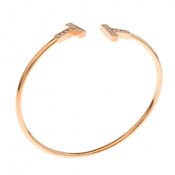 Pre Owned Tiffany & Co. T Wire Diamond 18k Rose Gold Bracelet