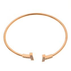 Pre Owned Tiffany & Co. T Wire Diamond 18k Rose Gold Bracelet