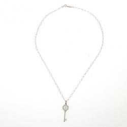 Pre Owned Tiffany & Co. Floral Key Pendant & 18K White Gold Chain