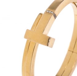 Pre Owned Tiffany & Co. Tiffany T Square Wrap Diamond 18k Rose Gold Cuff Bracelet SM