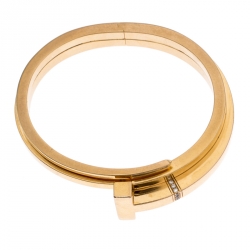Pre Owned Tiffany & Co. Tiffany T Square Wrap Diamond 18k Rose Gold Cuff Bracelet SM
