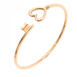 مملوكة مسبقًا Tiffany & Co. Tiffany Keys Wire Heart 18K Rose Gold Open Bracelet
