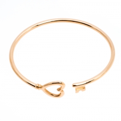 مملوكة مسبقًا Tiffany & Co. Tiffany Keys Wire Heart 18K Rose Gold Open Bracelet
