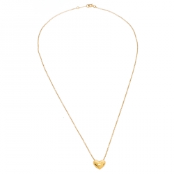 Pre Owned Tiffany & Co. Puffy Heart 18K Yellow Gold Pendant Necklace