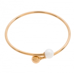 Pre Owned Tiffany & Co. HardWear Cultured Pearl 18K Rose Gold Ball Bypass Bracelet 