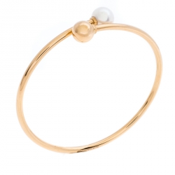Pre Owned Tiffany & Co. HardWear Cultured Pearl 18K Rose Gold Ball Bypass Bracelet 
